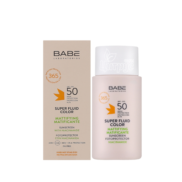Бабе (Babe) Сан Протекш (Sun Protection) Супер-флюїд сонцезахисний з тонуючим, матуючим ефектом для жирної шкіри SPF 50 50 мл