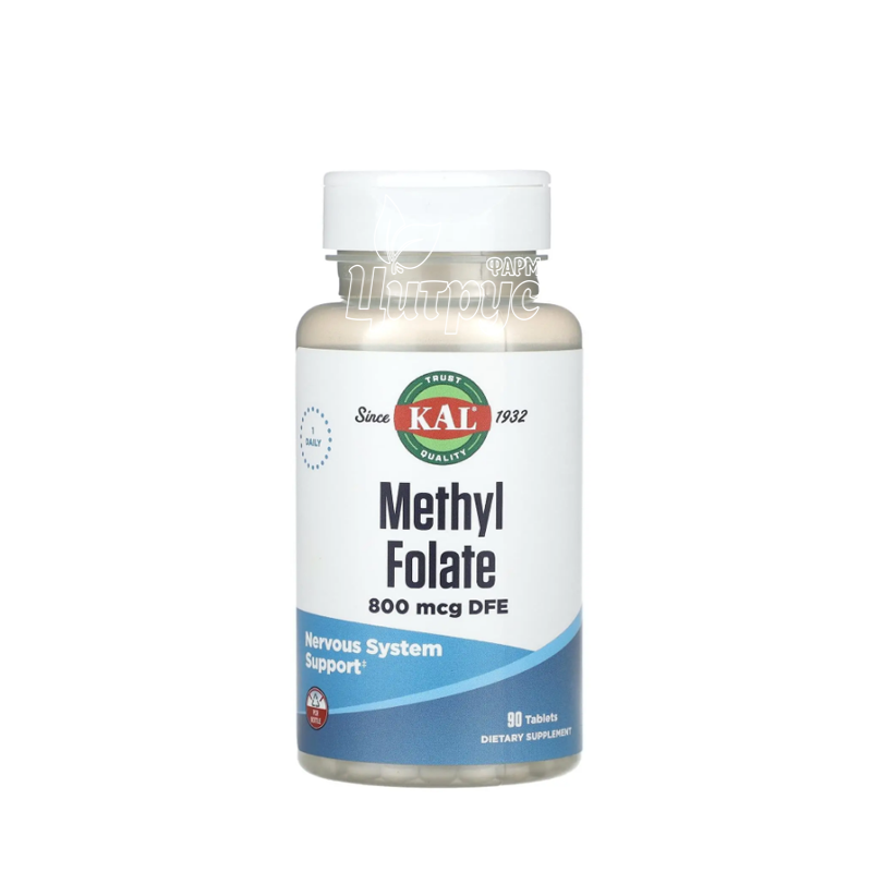 фото 1-1/Вітаміни КЕЛ (KAL) Метил Фолат 800 мкг 90 штук (Methyl Folate) таблетки