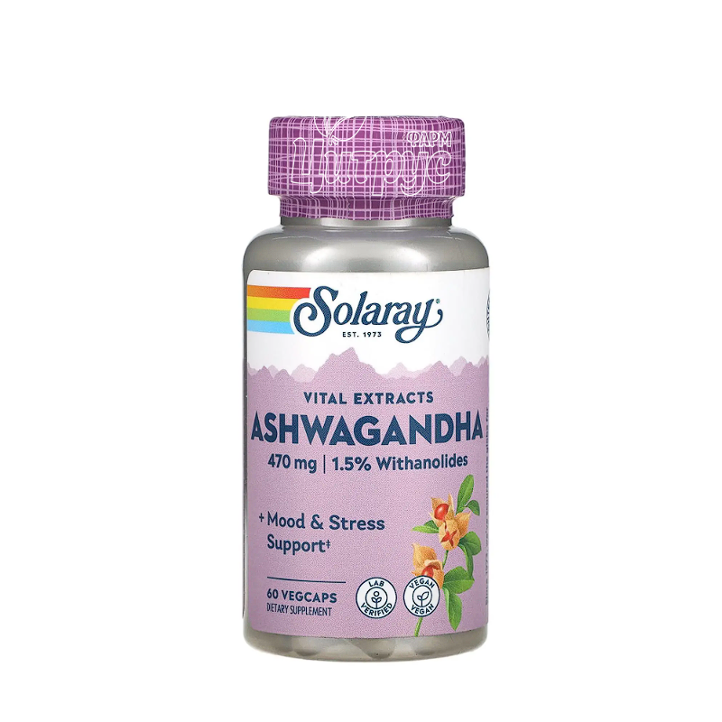 фото 1-1/Соларей (Solaray) Ашваганда 470 мг 60 штук (Ashwagandha) веганські капсули