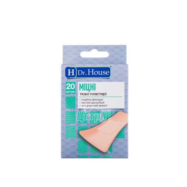 Пластир Доктор Хаус (Dr. House) тканинний 7,2 х 2,3 см 20 штук
