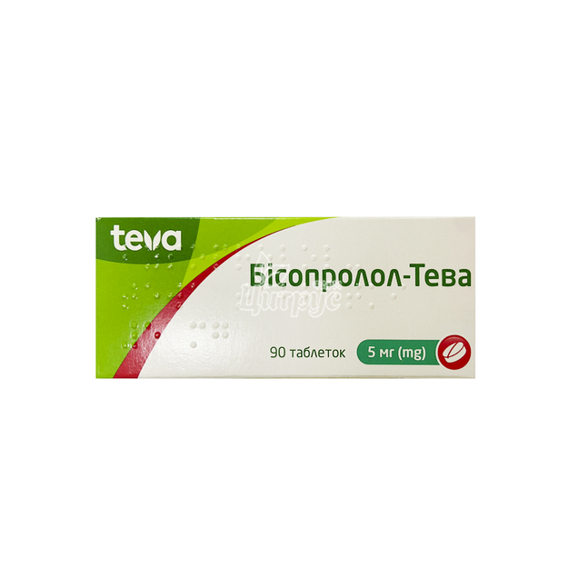 Бісопролол-Тева таблетки 5 мг 90 штук