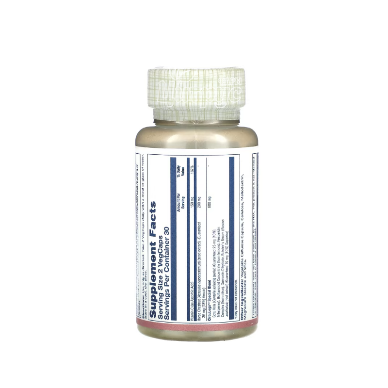 фото 1-2/Соларей (Solaray) Підтримка вен з кінським каштаном 200 мг 60 штук (CircuLegs) капсули веганські