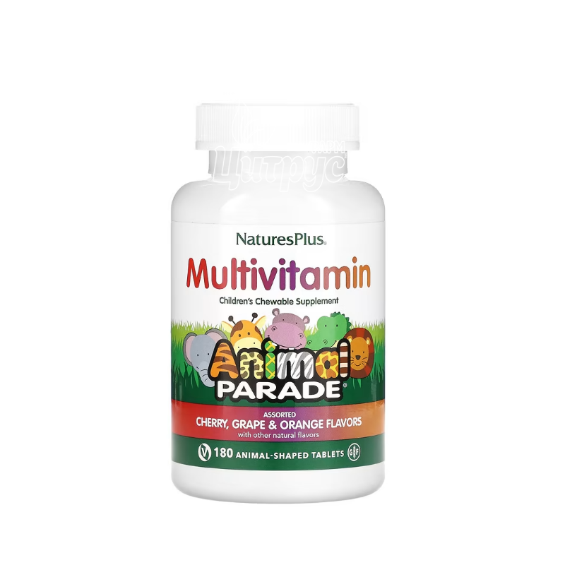фото 1-1/Мультивітаміни для дітей 180 штук Натурес Плюс (Natures Plus) Енімал Парад Асорті (Multivitamin Animal Parade Assorred) таблетки жувальні