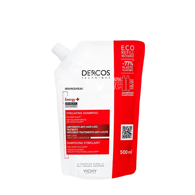 Шампунь Віши Деркос (Vichy Dercos) Тонізуючий з Амінексилом проти випадіння волосся, змінний блок, 500 мл