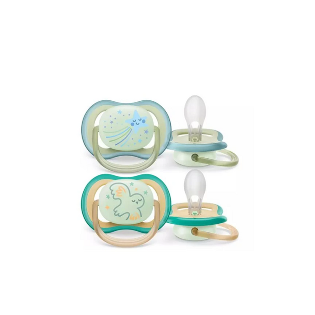 Соска пустушка Філіпс Авент (Philips Avent) Ultra air силіконова ортодонтична нічна від 0-6 місяців 2 штуки SCF376/18