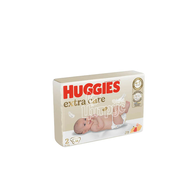 Підгузки для дітей Хаггіс (Huggies) Екстра Кер 2 (Extra Care 2) 3-6 кг 58 штук