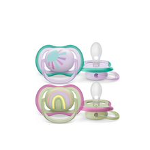 Соска пустушка Філіпс Авент (Philips Avent) Ultra air силіконова ортодонтична з декором від 0-6 місяців 2 штуки SCF085/59