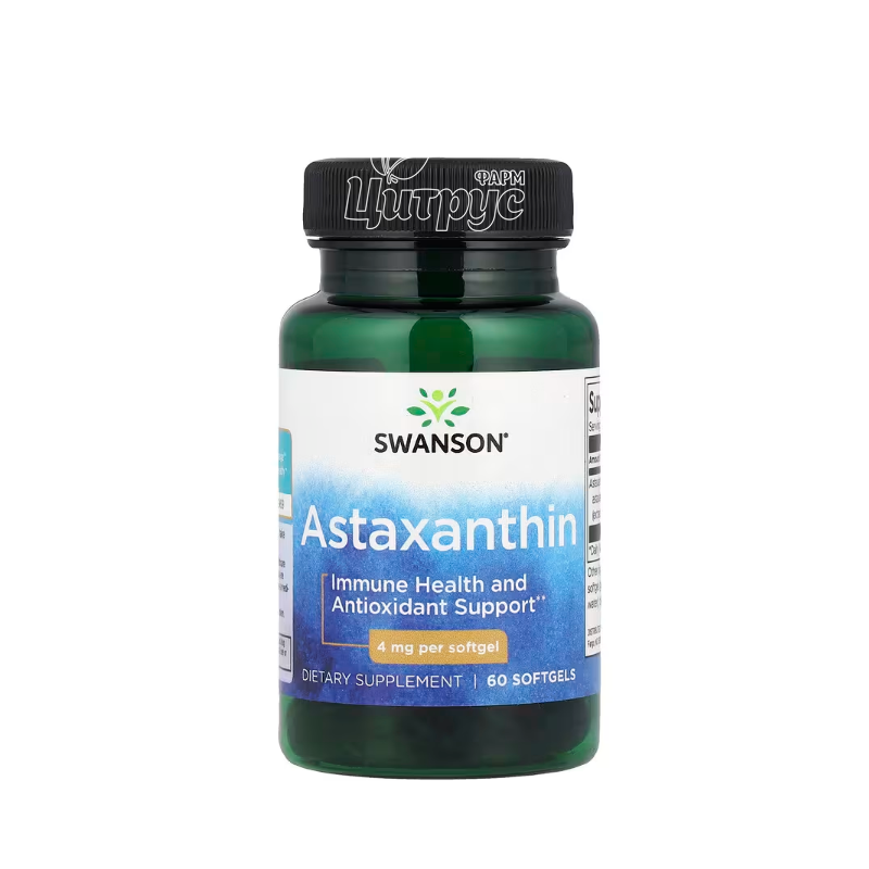 фото 1-1/Свансон (Swanson) Астаксантин 4 мг 60 штук (Astaxanthin) капсули гелеві