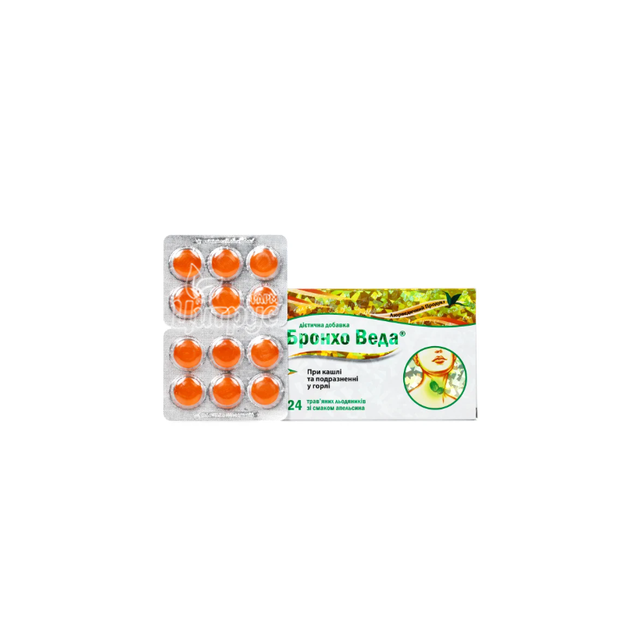 Бронхо Веда льодяники з апельсиновим смаком 24 штуки