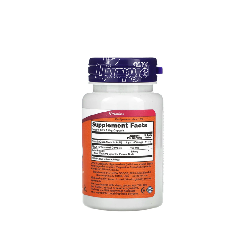 фото 1-2/Вітамін С-1000 з біофлавоноїдами 30 штук Нау Фудс (Vitamin C-1000 Now Foods) таблетки