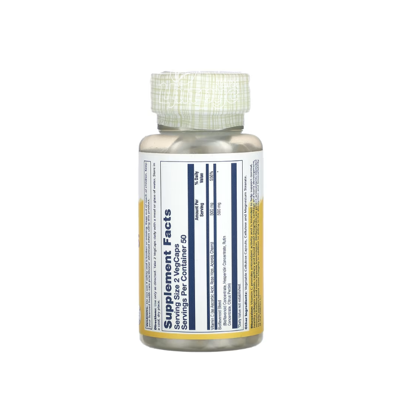 фото 1-2/Соларей (Solaray) Вітамін С з біофлавоноїдами 1:1 500 мг 100 штук (Vitamin C with bioflavonoid concentrate) веганські капсули