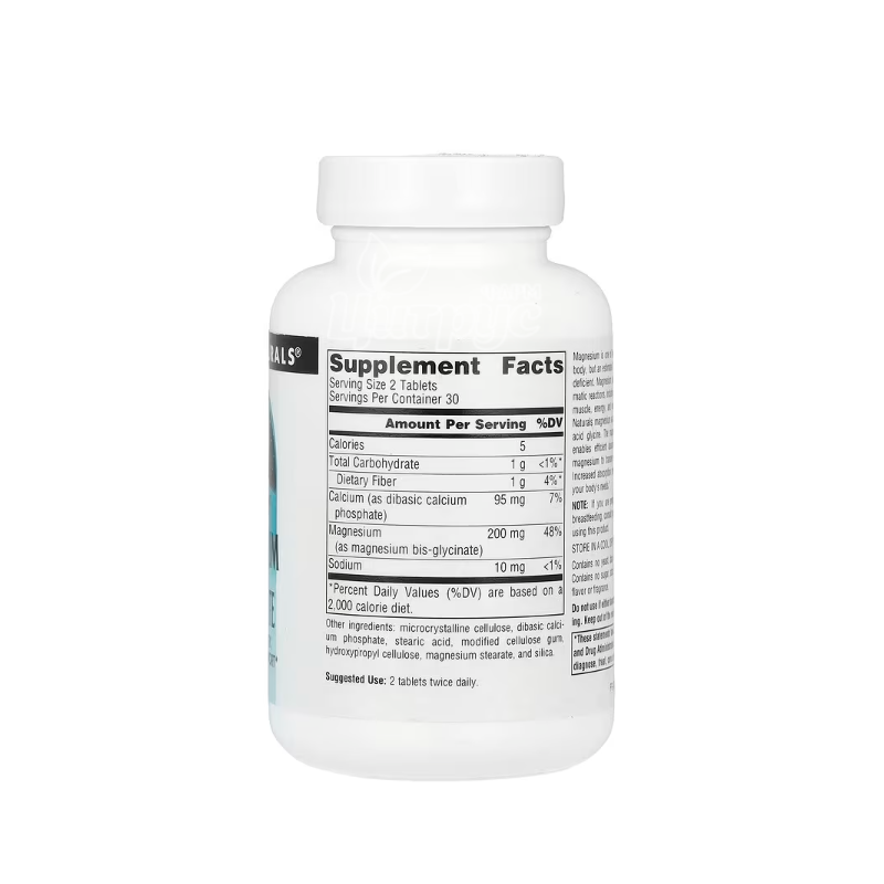 фото 1-2/Магній Гліцинат Сорс Нейчералс 60 штук (Magnesium Glycinate Source Naturals) таблетки