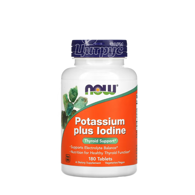 фото 1-1/Калій плюс Йод 180 штук Нау Фудс (Potassium plus Iodine Now Foods) таблетки