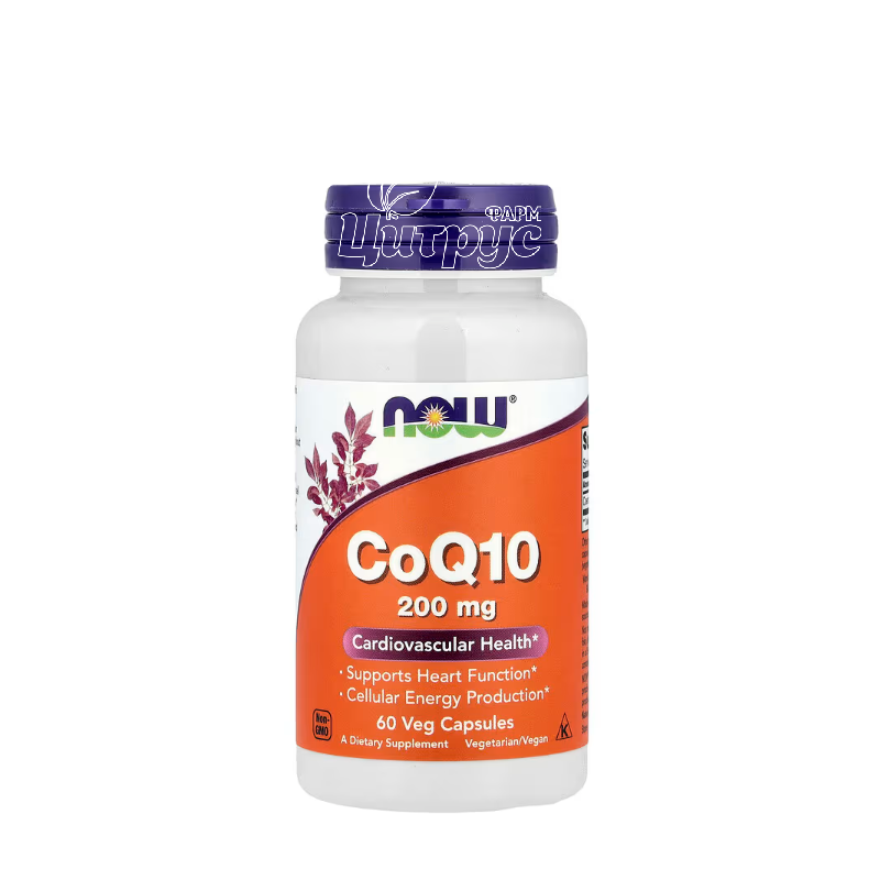 фото 1-1/Коензим Q10 200 мг 60 штук Нау Фудс (Coenzyme Q10 Now Foods) Підтримка серцево-судинної системи капсули вегетеріанські