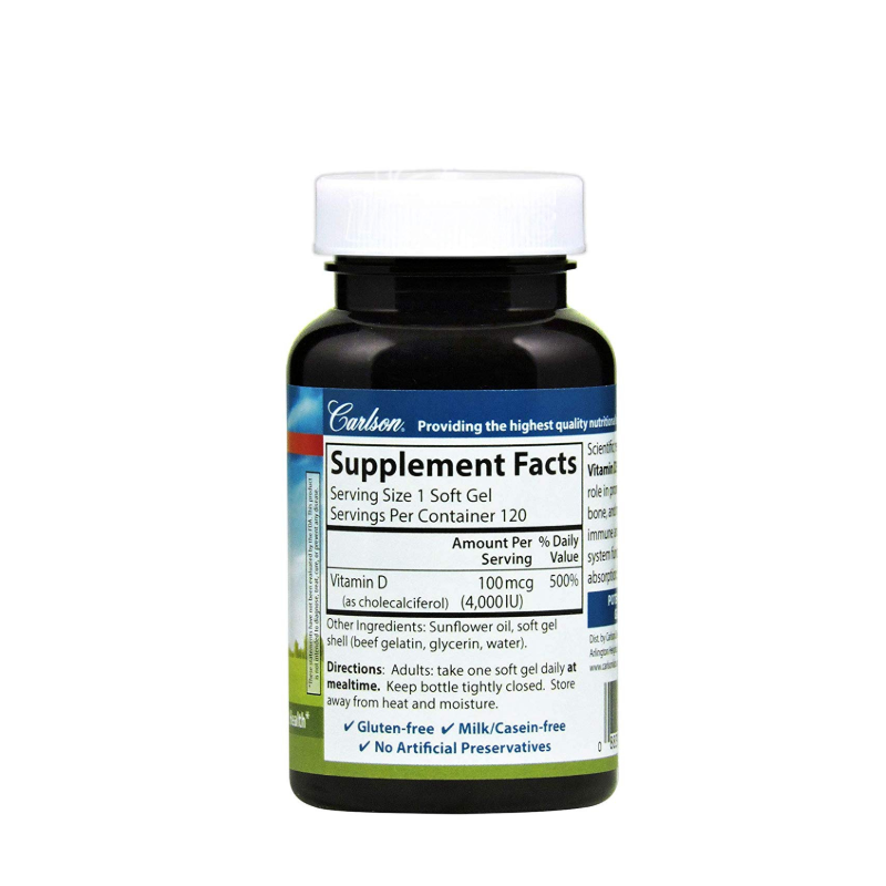 фото 1-2/Вітамін Д3 4000 МО 120 штук Карлсон (Carlson D3 4000 МО) гелеві капсули