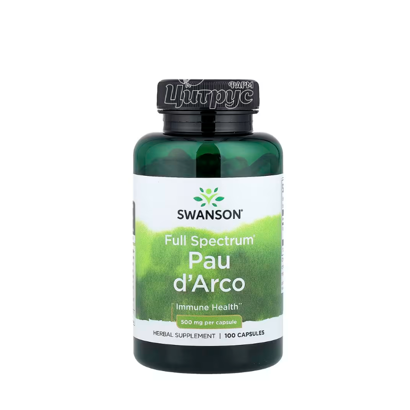 фото 1-1/Свансон (Swanson) По Д*арко (кора мурашиного дерева) 500 мг 100 штук (Pau D`arco Extract) капсули
