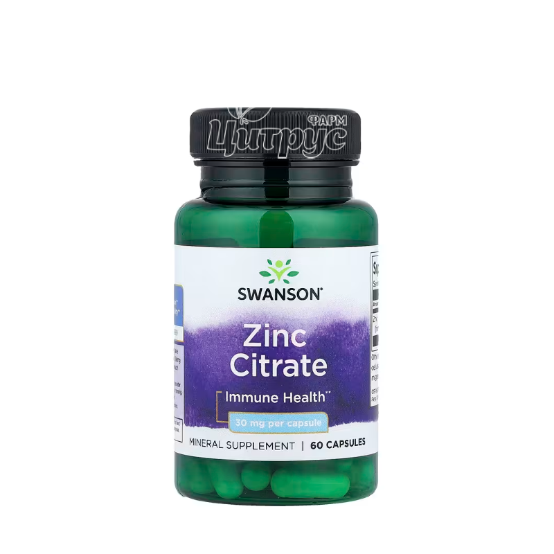 фото 1-1/Свансон (Swanson) Цинк Цитрат 30 мг 60 штук (Zinc Citrate) капсули