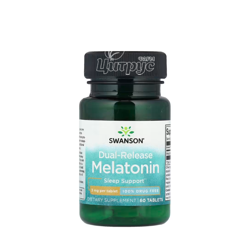 фото 1-1/Свансон (Swanson) Мелатонін Дуо 3 мг 60 штук (Melatonin) подвійне вивільнення таблетки