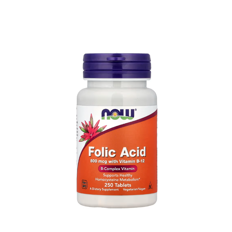 фото 1-1/Фолієва кислота 800 мкг 250 штук Нау Фудс (Folic acid Now Foods) таблетки