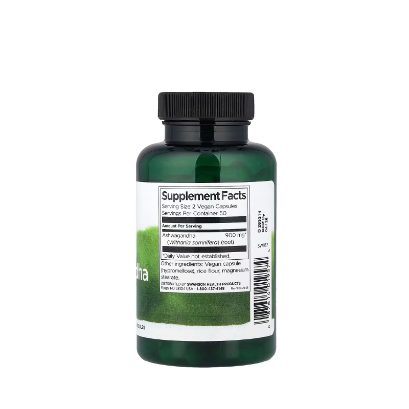 фото 1-2/Свансон (Swanson) Ашваганда 450 мг 100 штук (Ashwagandha) капсули