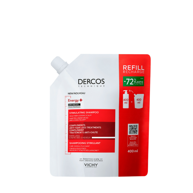 Шампунь Віши Деркос (Vichy Dercos) Тонізуючий з Амінексилом проти випадіння волосся 400 мл рефіл